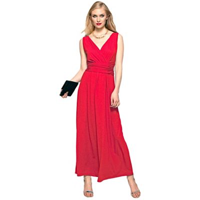 Red V Neck Maxi Dress in CoolFresh Fabric